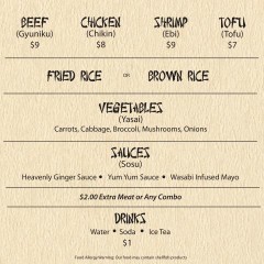 hibachi heaven menu