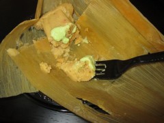 sophie's tamale with aji sauce